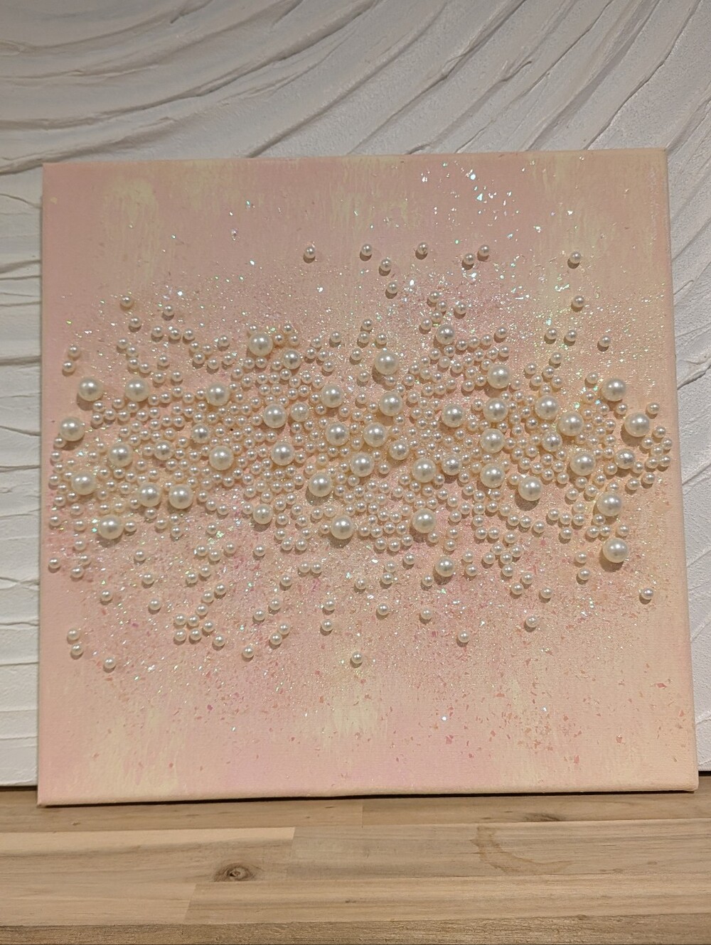 Handmade Pearl Bubble Pink Canvas Wall Art
